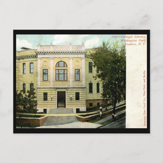 Carnegie Library, Yonkers, NY 1906 Vintage Briefkaart (Voorkant)
