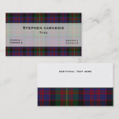 carnegie Tartan Plaid Custom Visitekaartje (Voorkant / Achterkant)