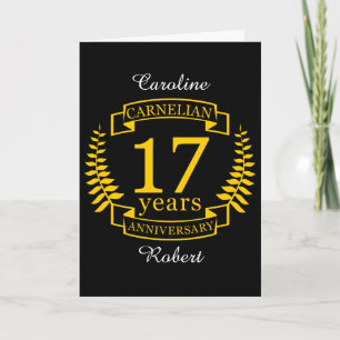 Carnelian edelsteen huwelijksjubileum 17 jaar kaart