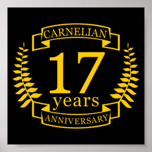 Carnelian Gemstone trouwdag 17 jaar Poster