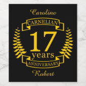 Carnelian Gemstone trouwdag 17 jaar Wijn Etiket (Enkel label)