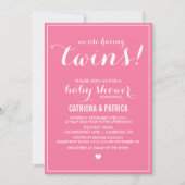 Carnenroze script tweens Baby shower uitnodiging (Voorkant)