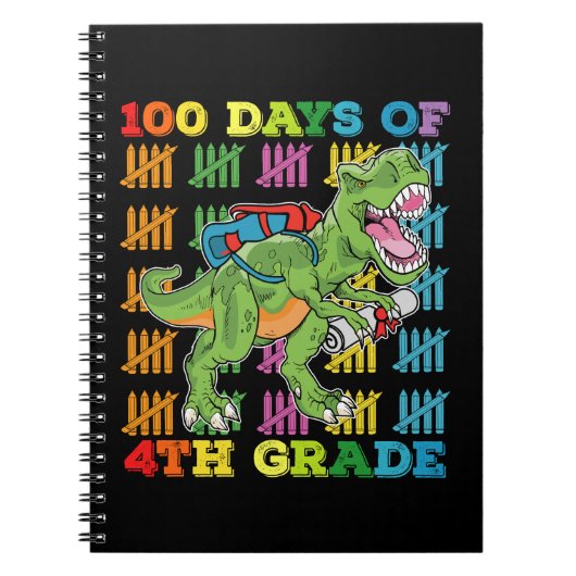 Carnet 100 jours d'école en 4e année T Rex Dinosaur (Devant)