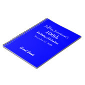 Carnet 100e Anniversaire Fête Bleue Nom spiral Invité (Côté gauche)