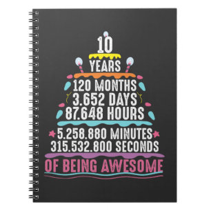 Carnet 10 ans de gâteau 10 minutes d'anniversaire