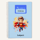 Carnet 11 Fournitures d'écriture pour garçons super héros (Recto)