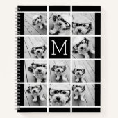 Carnet 11 Photo Collage Monogramme CAN EDIT noir (Devant)