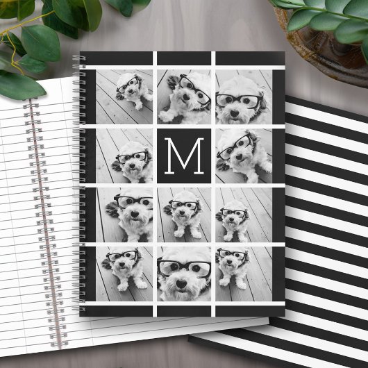 Carnet 11 Photo Collage Monogramme CAN EDIT noir