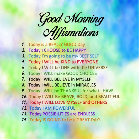 Carnet 14 Affirmations du bon matin