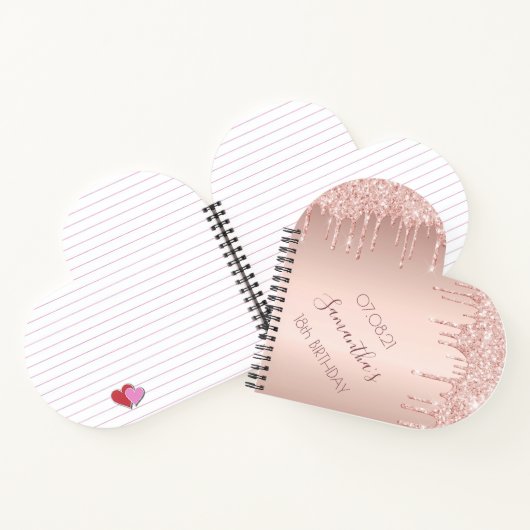 Carnet 18e anniversaire rose parties scintillant or goutt (Intérieur)