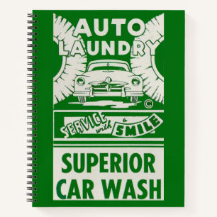 Carnet 1950s Auto Laundry Lave voiture Laver et imprimer