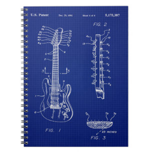 Carnet 1992 Guitare Blueprint -Cute Funny Music Lover Cad