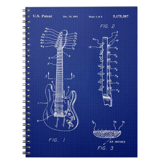 Carnet 1992 Guitare Blueprint -Cute Funny Music Lover Cad (Devant)