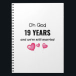 Carnet 19e anniversaire de Mariage Dons à Lui ou à Lui<br><div class="desc">19e anniversaire Mariage Dons amusants pour lui ou son carnet de notes.Achetez la vôtre dès aujourd'hui !</div>
