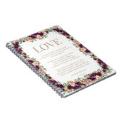Carnet 1 Corinthiens 13 Love Bible Verse Bourgogne Floral (Côté Droit)