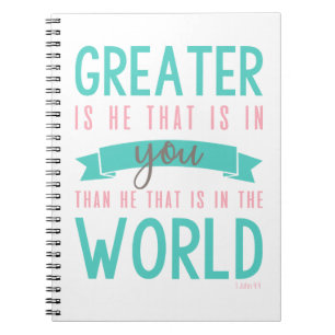 Carnet 1 Jean 4:4 Bible Verse Christian Notebook