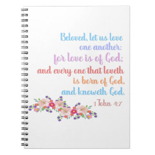 Carnet 1 Jean 4:7 Verset biblique Texte arc-en-ciel