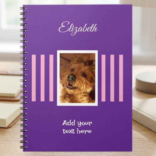 Carnet 1 nom de photo texte rose violet
