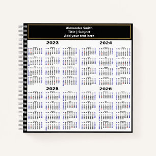 Carnet 2023 2024 2025 2026 Calendrier moderne Texte perso