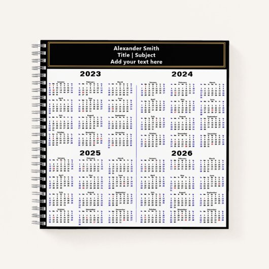 Carnet 2023 2024 2025 2026 Calendrier moderne Texte perso (Devant)
