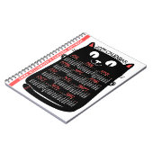Carnet 2025 Année Calendrier mensuel Chat noir du milieu (Côté gauche)