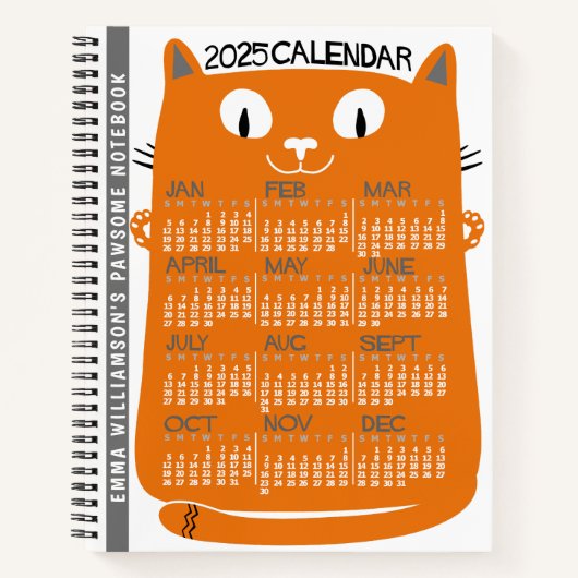 Carnet 2025 Année Calendrier mensuel Mi-Siècle Orange Cha (Devant)