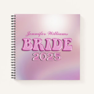 Carnet 2025 mariée rétro rose script personnalisé