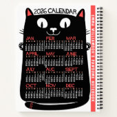 Carnet 2026 Year Monthly Calendar Mid-Century Black Cat (Dos)