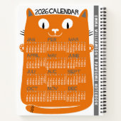 Carnet 2026 Year Monthly Calendar Mid-Century Orange Cat (Dos)