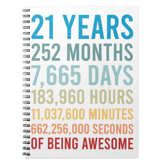 Carnet 21 Ans 252 Mois 7665 Jours Être Une Naissance Magn (Devant)