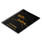 Carnet 21e anniversaire noir or hello 21 nom script (Côté gauche)