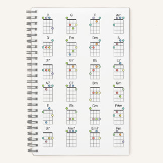 Carnet 24 Common Ukulele Chords Colored Reference Chart