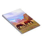 Carnet 2 chevaux Brown dans un champ coloré (Côté Droit)