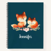 Carnet 2 mignons Petits Renards Rouges Aquarelle Design (Devant)