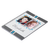 Carnet 2 nom de photo texte bleu gris (Côté gauche)