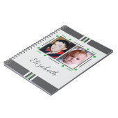 Carnet 2 nom de photo texte vert gris (Côté gauche)
