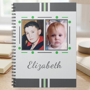 Carnet 2 nom de texte de photo vert gris