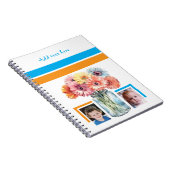 Carnet 2 photo custom text flowers blue orange (Côté Droit)