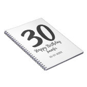 Carnet 30e anniversaire ajouter nom date année noir modèl (Côté Droit)