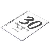 Carnet 30e anniversaire ajouter nom date année noir modèl (Côté gauche)