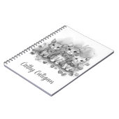 Carnet 3 chatons noirs et blancs nom personnalisé (Côté gauche)