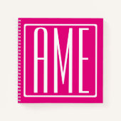 Carnet 3 Initiales Monogramme | Blanc sur rose chaud (Devant)