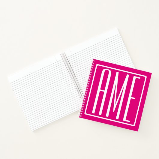 Carnet 3 Initiales Monogramme | Blanc sur rose chaud (Intérieur)