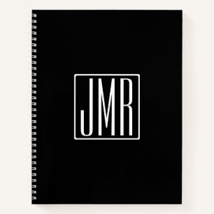 Carnet 3 Initiales Monogramme Noir & Blanc (ou couleur