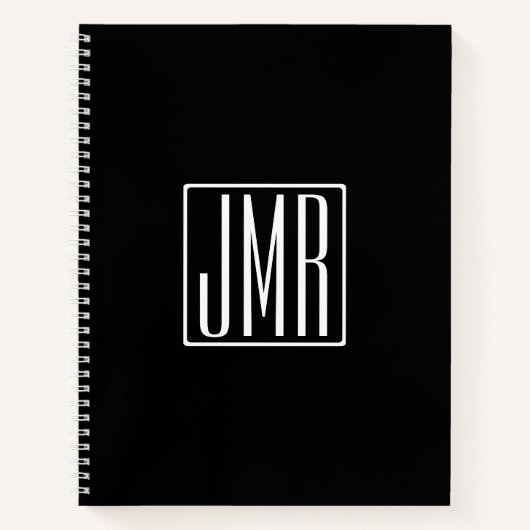 Carnet 3 Initiales Monogramme | Noir & Blanc (ou couleur (Devant)