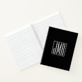 Carnet 3 Initiales Monogramme | Noir & Blanc (ou couleur (Intérieur)