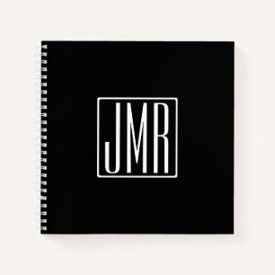Carnet 3 Initiales Monogramme Noir & Blanc (ou couleur
