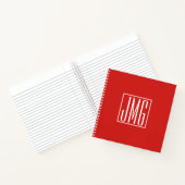 Carnet 3 Initiales Monogramme | Rouge & Blanc (ou couleur (Intérieur)