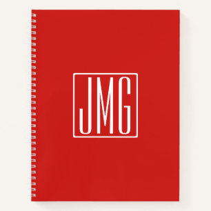 Carnet 3 Initiales Monogramme   Rouge et blanc (ou couleu