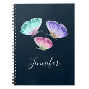 Carnet 3 Jolies papillons d'aquarelle Pastel